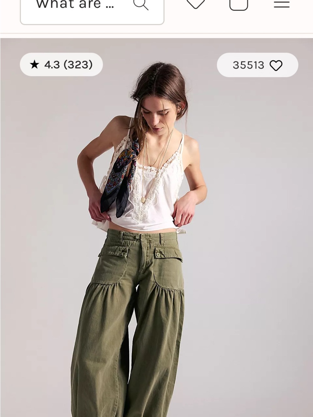 We The Free Olive Green Wide-Leg Utility Pants